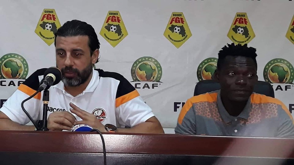 Tarek Jani et Kouassi Crépin en conférence de presse pour le FC San Pedro