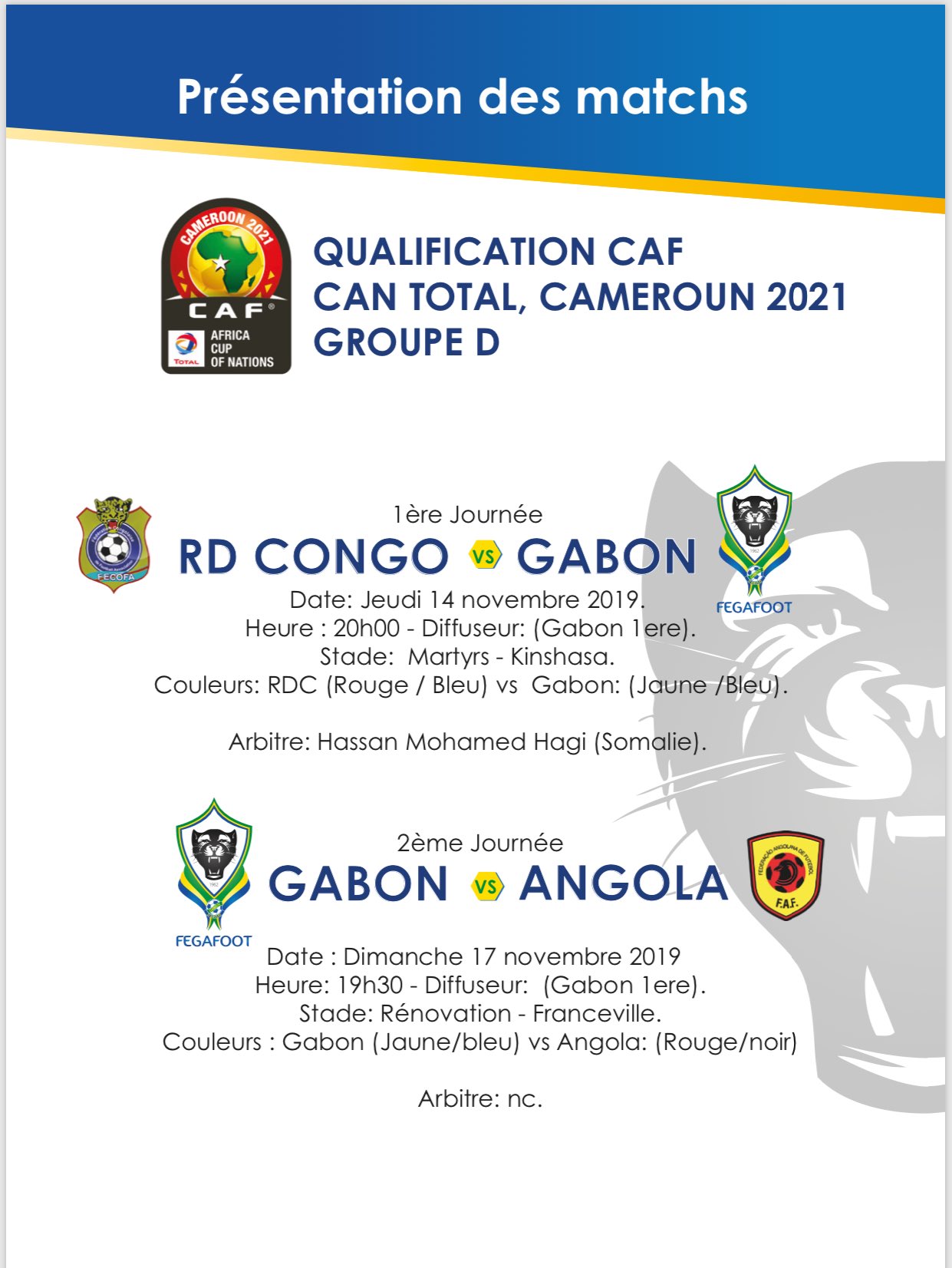 La liste du Gabon